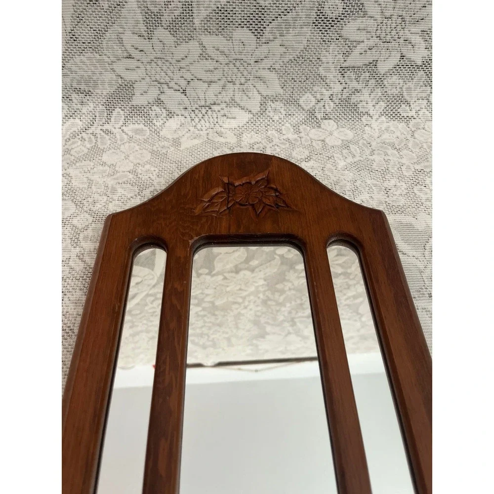 Vintage Wooden Wall Mirror 16x9 Farmhouse Cottage Decor